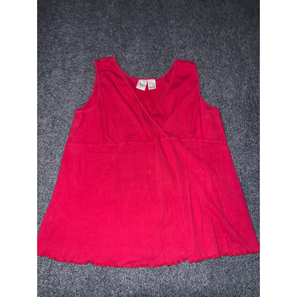 Duo Maternity Red Cotton Surplice V-Neck Sleeveless Tank Top XL Lettuce Hem